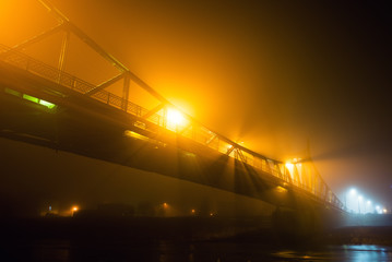 City covered in fog misty at night