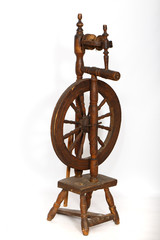 wooden wheel isolated on white background