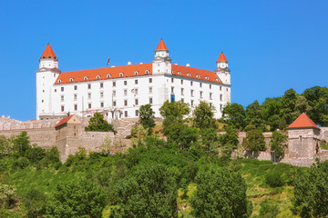 Fototapeta na wymiar BRATISLAVA, SLOVAKIA - May 6th, 2018: Bratislava castle on sunny spring day