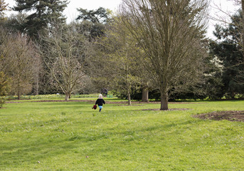 View of Enjoyable Sunny Day In Spring Park. 