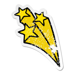 distressed sticker of a cute cartoon shooting stars
