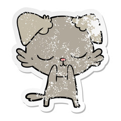distressed sticker of a cute cartoon dog
