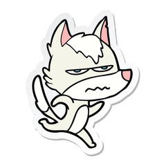 Fototapeta premium sticker of a cartoon annoyed wolf