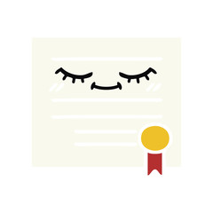 flat color retro cartoon graduation diploma