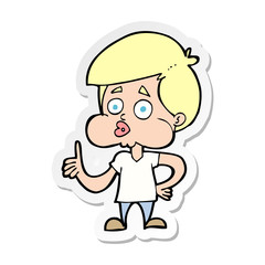 sticker of a cartoon boy giving thumbs up