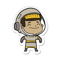 sticker of a happy cartoon astronaut