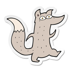 sticker of a cartoon cute wolf