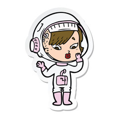 sticker of a cartoon astronaut woman