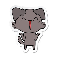 sticker of a happy little dog cartoon