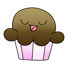 quirky gradient shaded cartoon happy muffin
