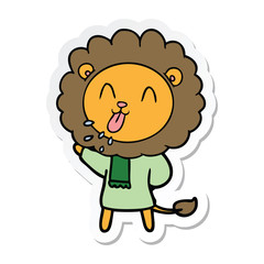 sticker of a happy cartoon lion