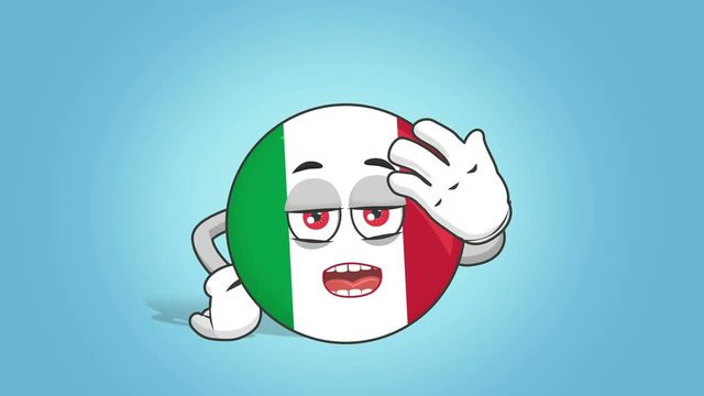 Cartoon Icon Flag Italy Speak Upset Unhappy with Face Animation with Alpha Matte