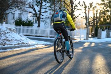 Winter Cyclist In The Sun 