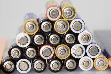 batteries on white background
