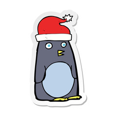 sticker of a cartoon christmas penguin