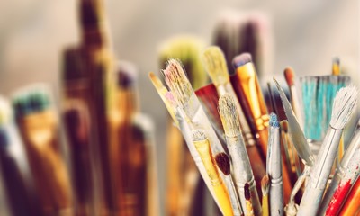 Different Artist brushes, close-up view