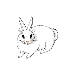 cute funny animal bunny sitting. isolated on white background.