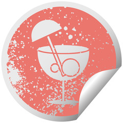 distressed circular peeling sticker symbol fancy cocktail