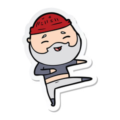 sticker of a cartoon happy bearded man