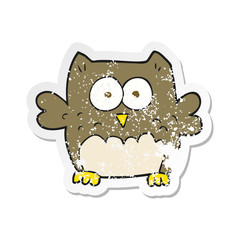 retro distressed sticker of a cartoon owl