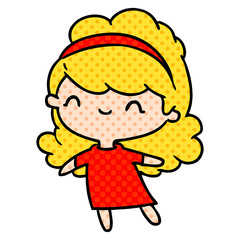 cartoon kawaii girl with head band