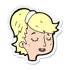 sticker of a cartoon pretty female face