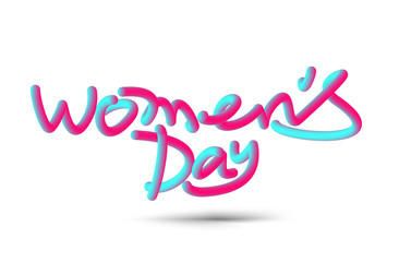 Women's Day Calligraphic 3d Pipe Style Text Vector illustration Design