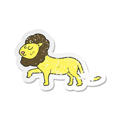 retro distressed sticker of a cartoon lion