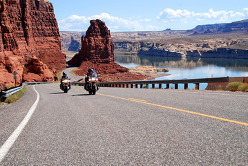 motorcycle riding at lake powell