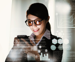 young business woman working and communicating at the office