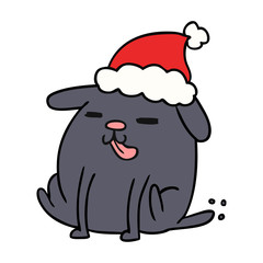 christmas cartoon of kawaii dog