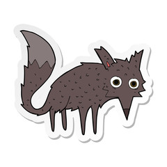 sticker of a funny cartoon little wolf