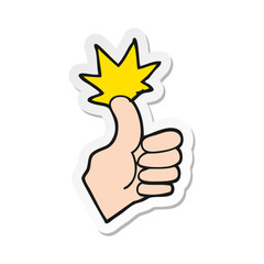 sticker of a cartoon thumbs up