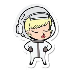 Obraz premium sticker of a cartoon pretty astronaut girl