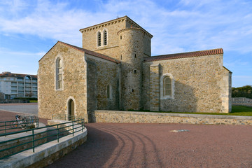 Fototapeta na wymiar 11th century Saint Nicolas priory at Les Sables d'Olonne, commune in the Vendée department in the Pays de la Loire region in western France