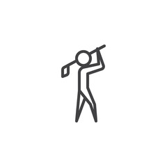 Man playing golf line icon. linear style sign for mobile concept and web design. Golf player with club outline vector icon. Symbol, logo illustration. Pixel perfect vector graphics