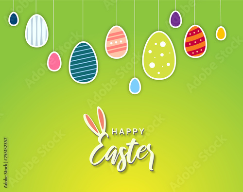 Ostern - Ostergrußkarte mit Hasenohren und Ostereier