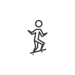 Man skateboarder ride skateboard line icon. linear style sign for mobile concept and web design. Skateboarding sport outline vector icon. Symbol, logo illustration. Pixel perfect vector graphics