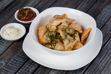 Chebureks. Traditional meat dish of the peoples of Central and Central Asia, rice, meat and onions, suitable for the Nauryz or Navruz holidays, as well as during the Holy month of Ramadan and the holi