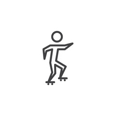Fototapeta na wymiar Roller skating line icon. linear style sign for mobile concept and web design. Athlete on skate outline vector icon. Summer sports symbol, logo illustration. Pixel perfect vector graphics