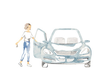 車でおでかけ、女性1人
