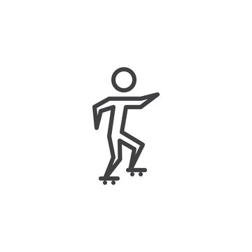 Roller skating line icon. linear style sign for mobile concept and web design. Athlete on skate outline vector icon. Summer sports symbol, logo illustration. Pixel perfect vector graphics