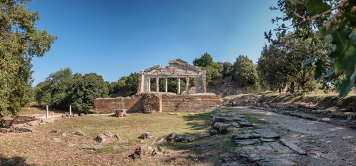 Fototapeta na wymiar Temple and theater in the ancient city of Apollonia in Albania