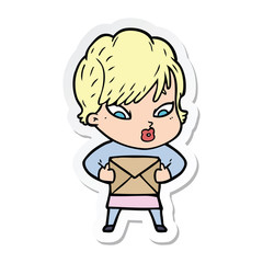 sticker of a cartoon woman