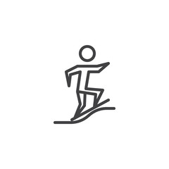 Surfing extreme sport line icon. linear style sign for mobile concept and web design. Surfer and wave outline vector icon. Summer sports symbol, logo illustration. Pixel perfect vector graphics