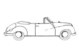 sketch sports retro car vector