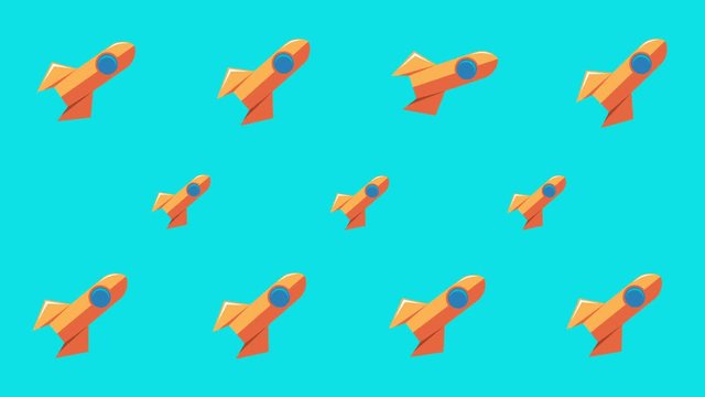 Animated background with space rockets