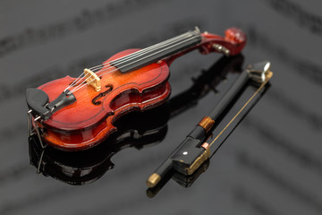 Violin on grey background