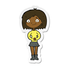 sticker of a cartoon happy woman