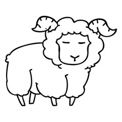 quirky line drawing cartoon ram